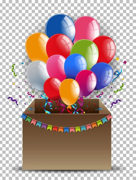 Renkli balonlar ile karton kutu