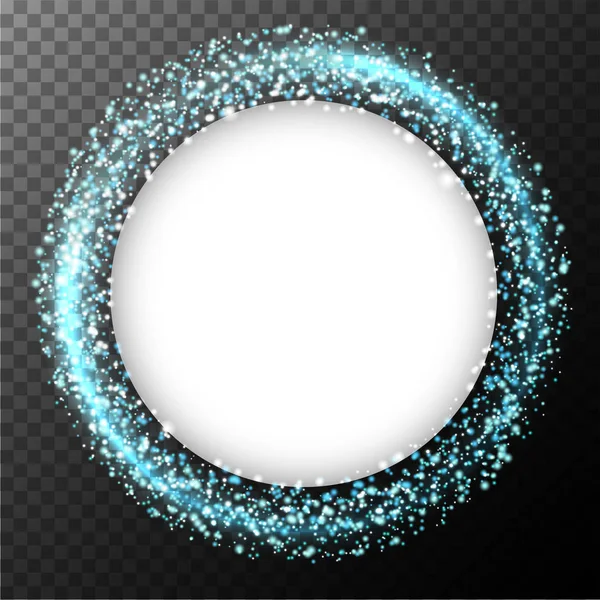 Blauw licht rond de cirkelframe op zwarte achtergrond — Stockvector