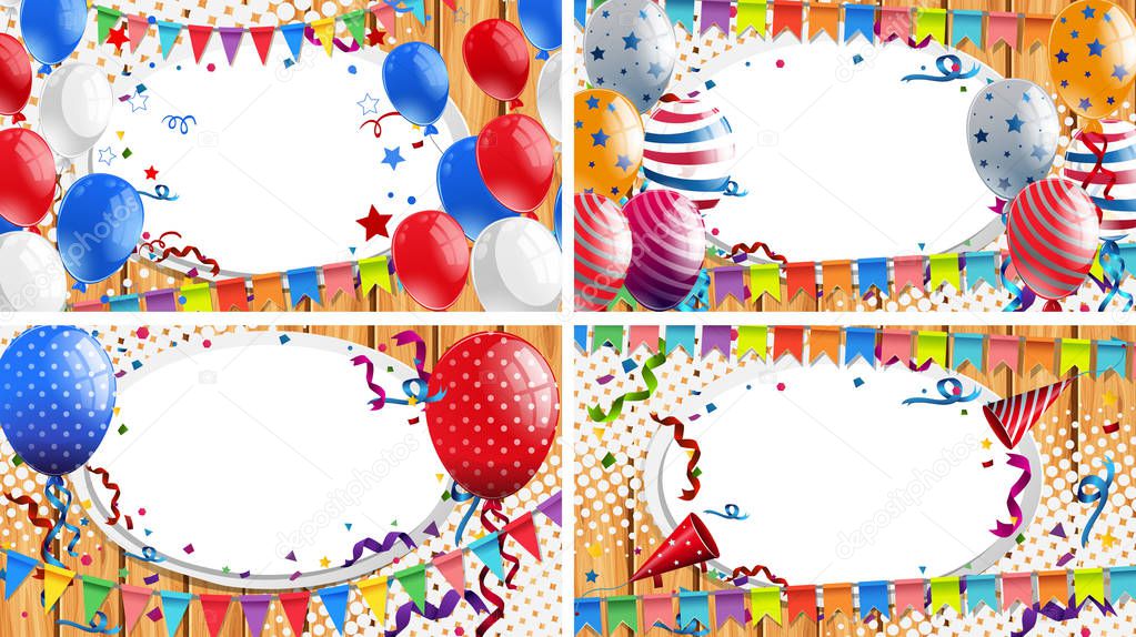 Four backgrounds with party theme