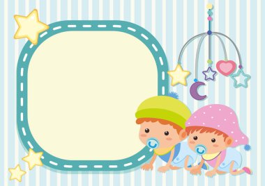 İki küçük çocuklar ile sınır şablonu