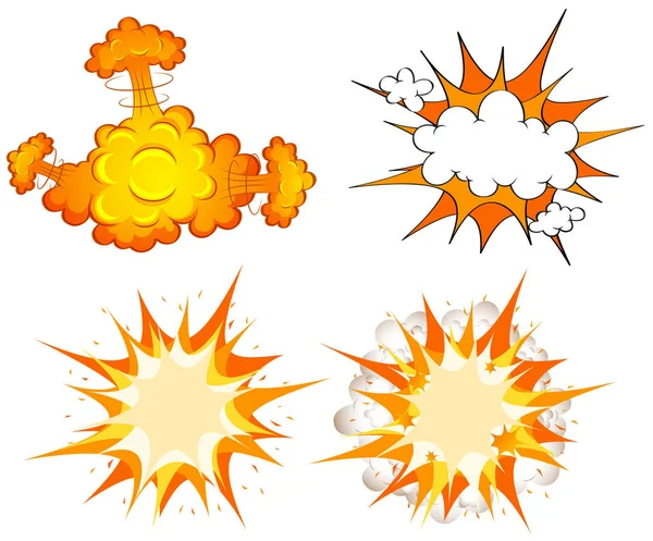 Four design of cloud explosions — Stock Vector