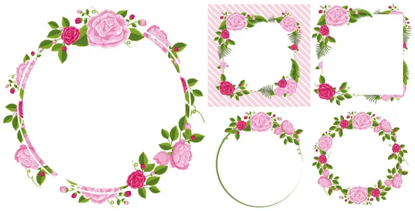 Bordüre Vorlage mit rosa Rosen — Stockvektor