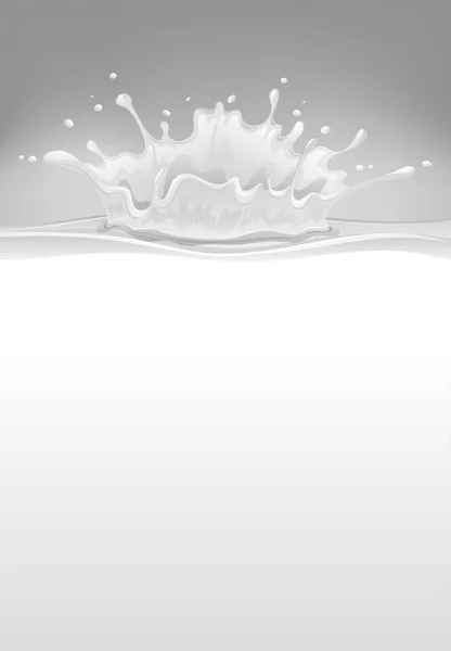 Milk splash on gray background — Stock Vector