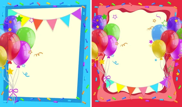 Dos diseños de fondo con globos y banderas — Vector de stock