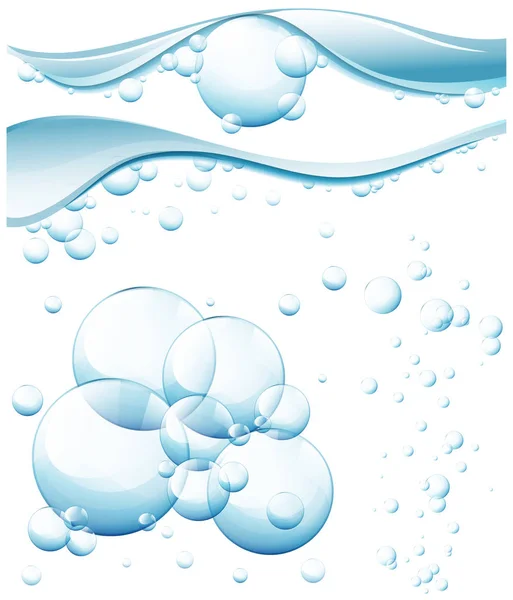 Clear bubbles under fresh water — Stock Vector