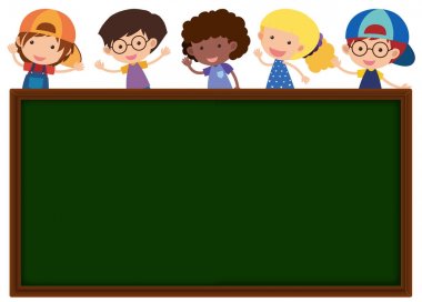 Arka plan şirin çocukları ile yeşil yönetim kurulu