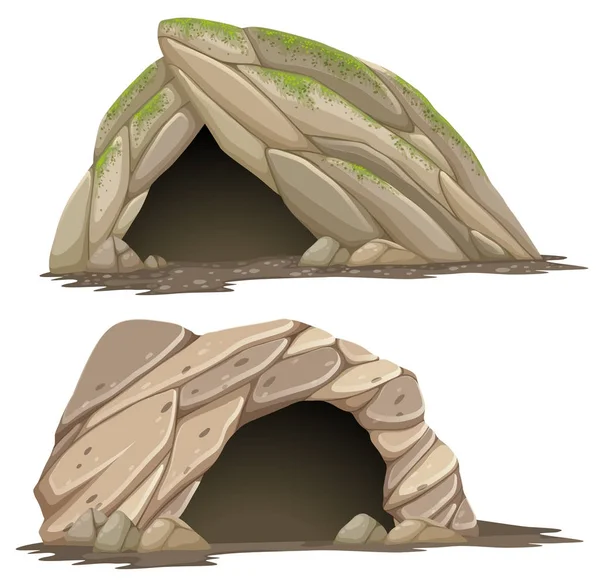 Dos cuevas diferentes sobre fondo blanco — Archivo Imágenes Vectoriales