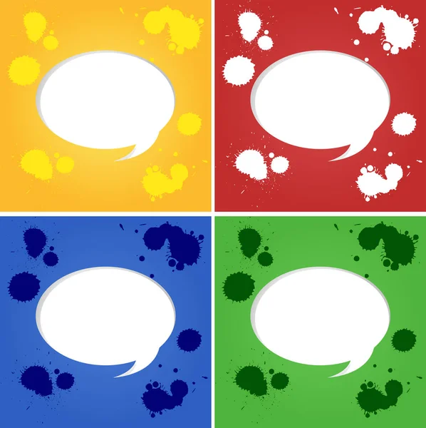 Bulle de parole sur quatre différents fond de couleur — Image vectorielle