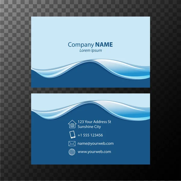 Businesscard template with blue wavy lines — Stock Vector