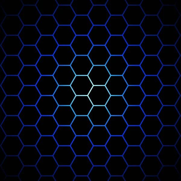 Siyah zemin üzerine mavi altıgenler