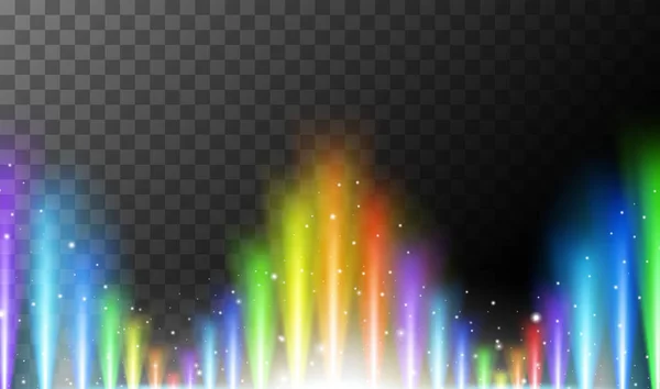 Plantilla de fondo con luces de arco iris en negro — Vector de stock