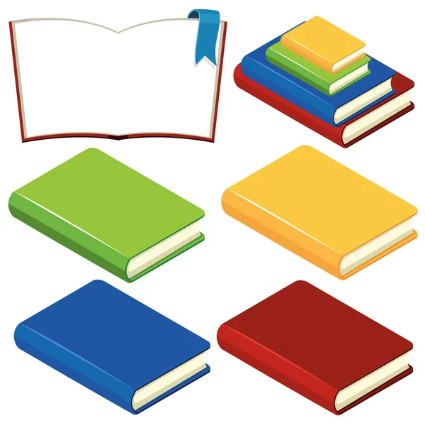 Boeken met verschillende kleur covers — Stockvector