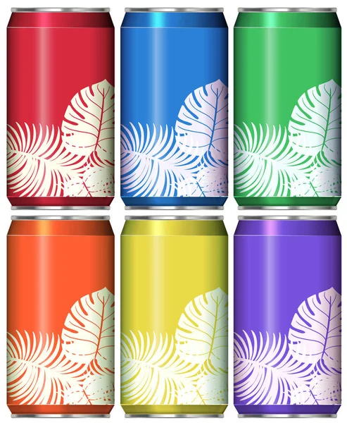 罐上不同的颜色背景的叶子 — 图库矢量图片