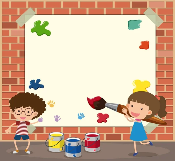 Beyaz kağıt şablonla erkek ve kız boyama