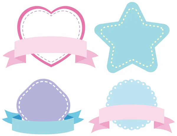 Modelli di etichette con diverse forme in blu e rosa — Vettoriale Stock