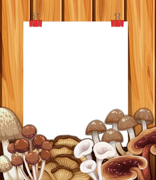 Papierschablone mit Pilzen im Hintergrund — Stockvektor