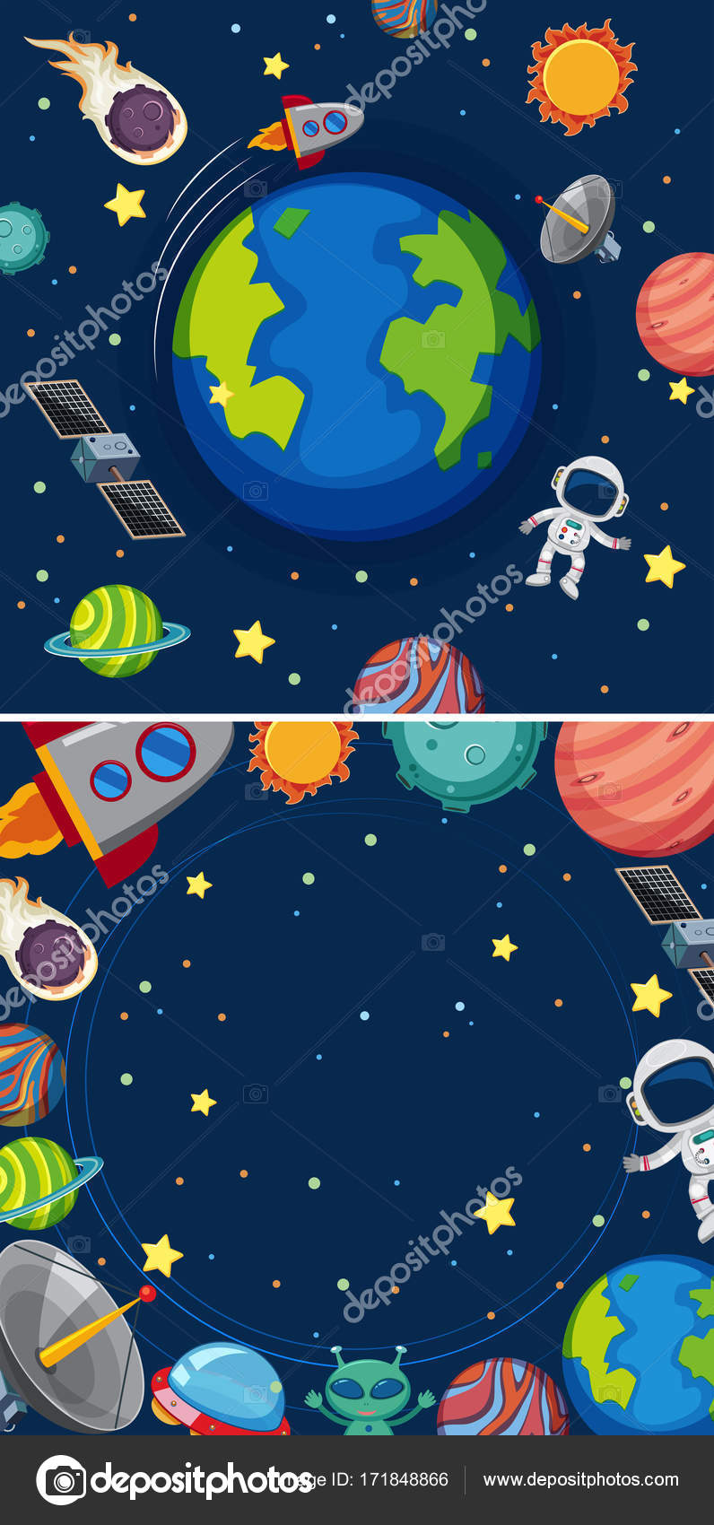Ilustración del espacio en el planeta exterior — Vector de stock