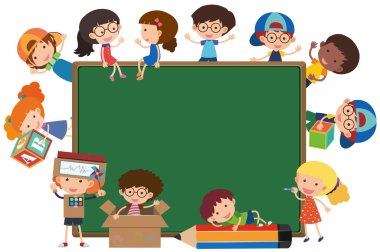 Kurulu etrafında mutlu çocuklar ile