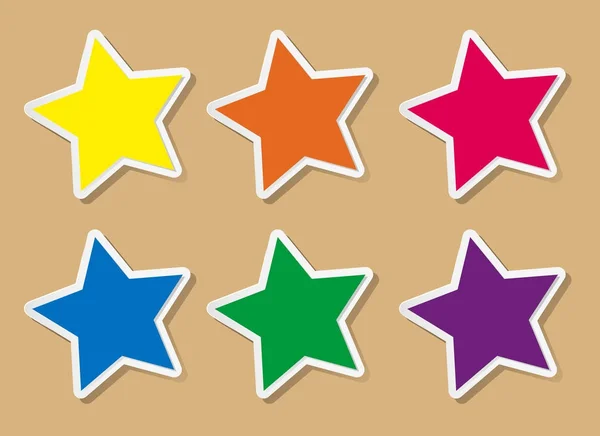 Etikettdesign med stjärnan formen i sex färger — Stock vektor