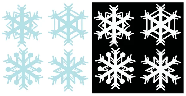Снежинки в голубом и белом цветах — стоковый вектор