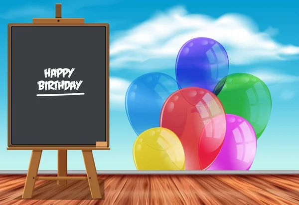 Tarjeta de cumpleaños feliz con globos de colores — Archivo Imágenes Vectoriales