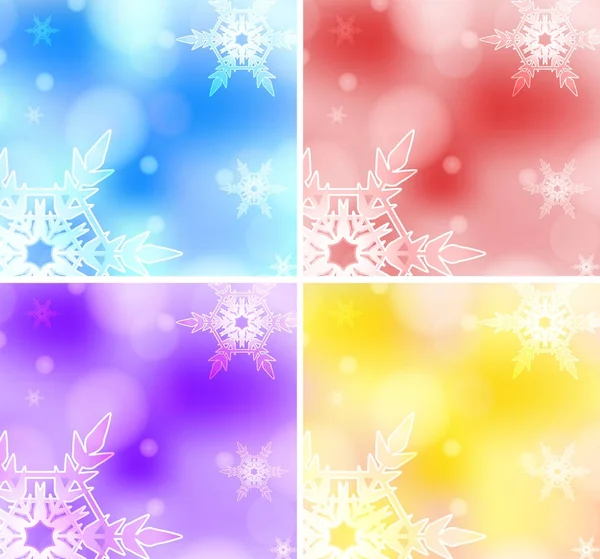 Pozadí návrhu s sněhové vločky na zdech různé barvy — Stockový vektor