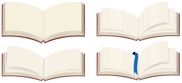 Quattro libri bianchi su sfondo bianco — Vettoriale Stock