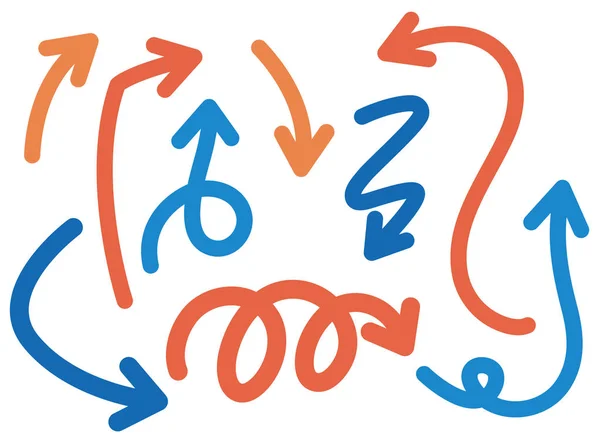 Flèches bleues et orange sur fond blanc — Image vectorielle