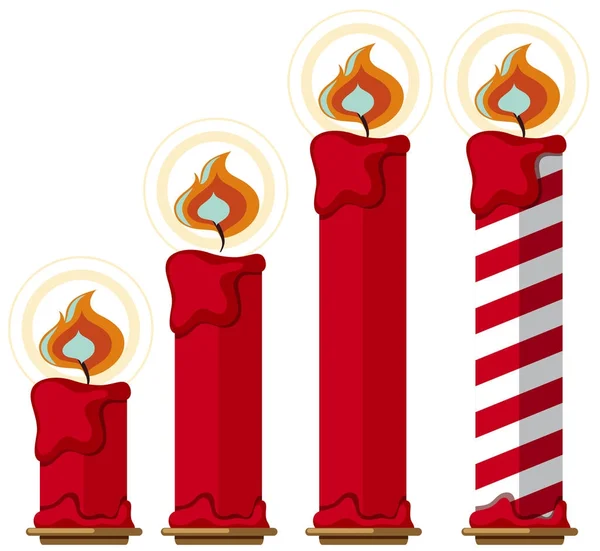 Bougies rouges avec feu sur fond blanc — Image vectorielle