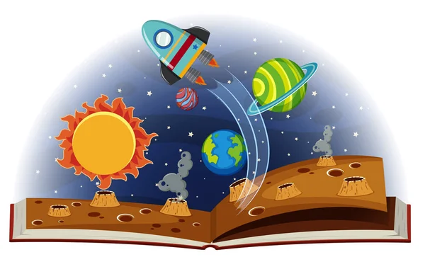 Boek van de planeten in het zonnestelsel — Stockvector