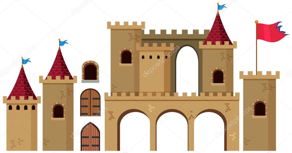 Castle towers on white background