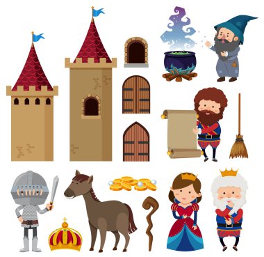 Fairytale karakter ve kale kuleleri