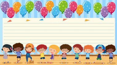 Mutlu çocukların kağıt şablonu 