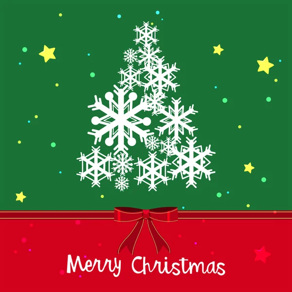 Modèle de carte de Noël avec arbre de Noël et étoiles — Image vectorielle