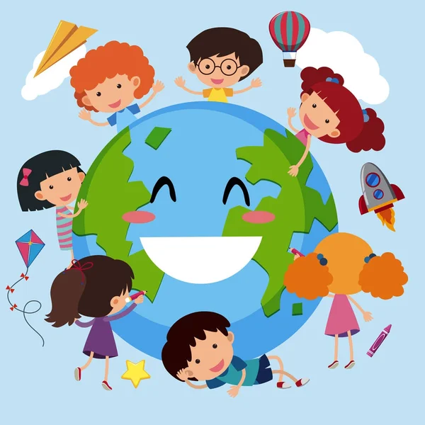 Niños felices en todo el mundo — Archivo Imágenes Vectoriales