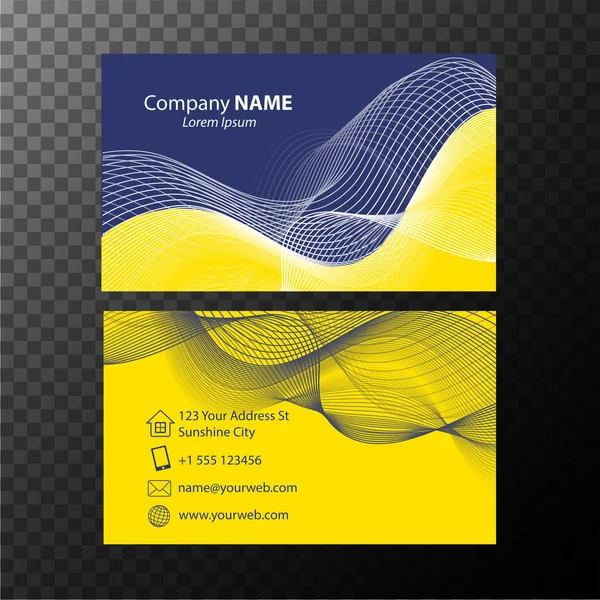 Businesscard sjabloon met blauwe en gele achtergrond — Stockvector
