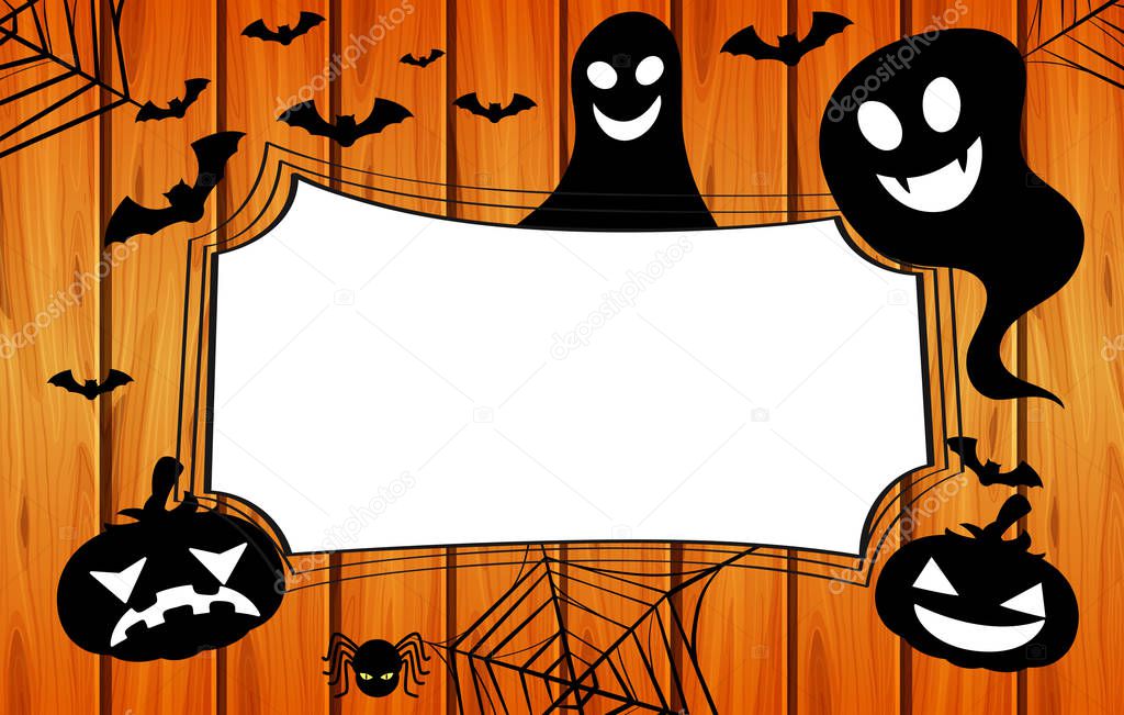 Border template with jack-o-lantern and spider web
