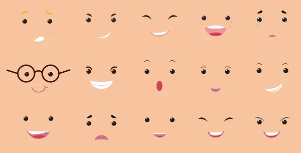 不同的人的面部表情 — 图库矢量图片