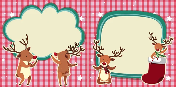 Deux modèles de bordure avec rennes pour Noël — Image vectorielle