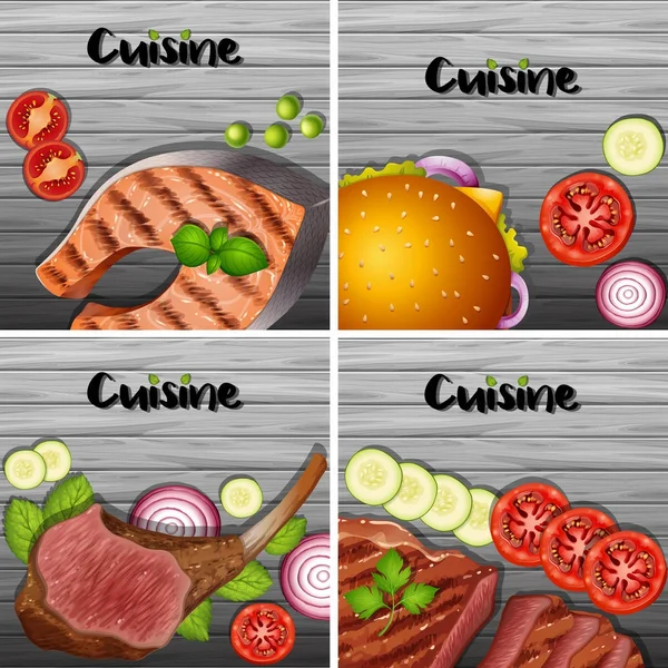 Diferentes tipos de menú sobre fondo gris — Archivo Imágenes Vectoriales