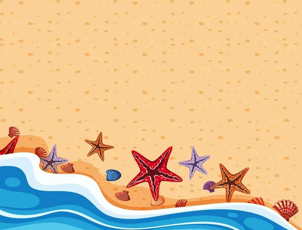 Background scene with starfish on the shore — Stock Vector