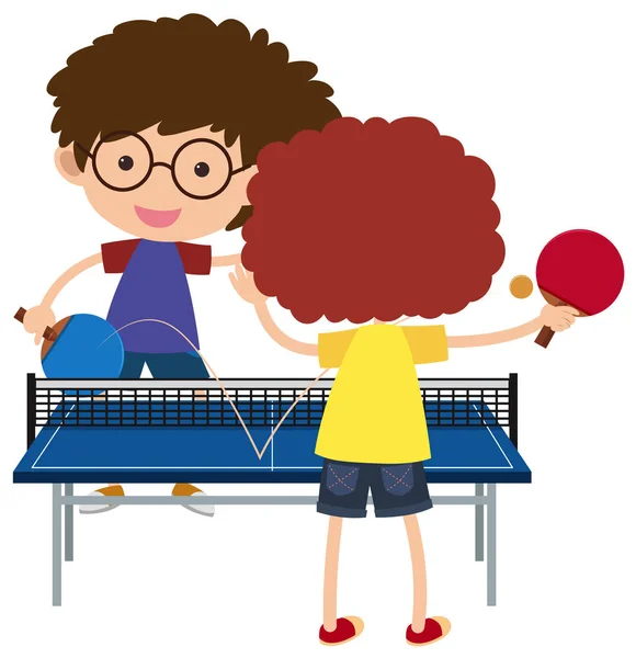 Due ragazzi che giocano a pingpong — Vettoriale Stock