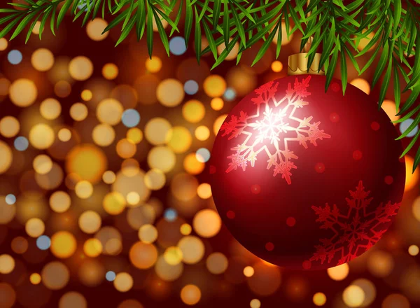 Czerwona piłka Boże Narodzenie z wzór snowflake — Wektor stockowy