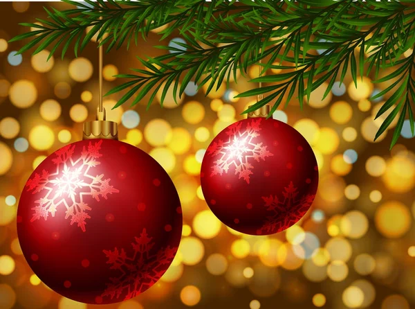 Weihnachtskugeln mit Schneeflocken-Muster auf dem Baum — Stockvektor