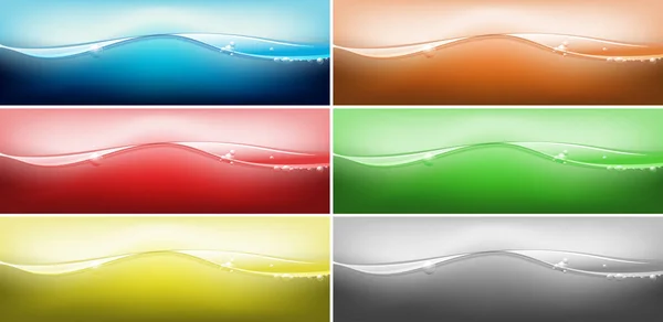 Six different colors of wavy water — Stock Vector