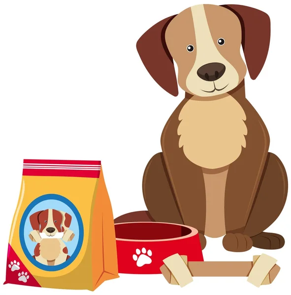 Χαριτωμένο σκυλί και των τροφίμων σκυλιών — Διανυσματικό Αρχείο