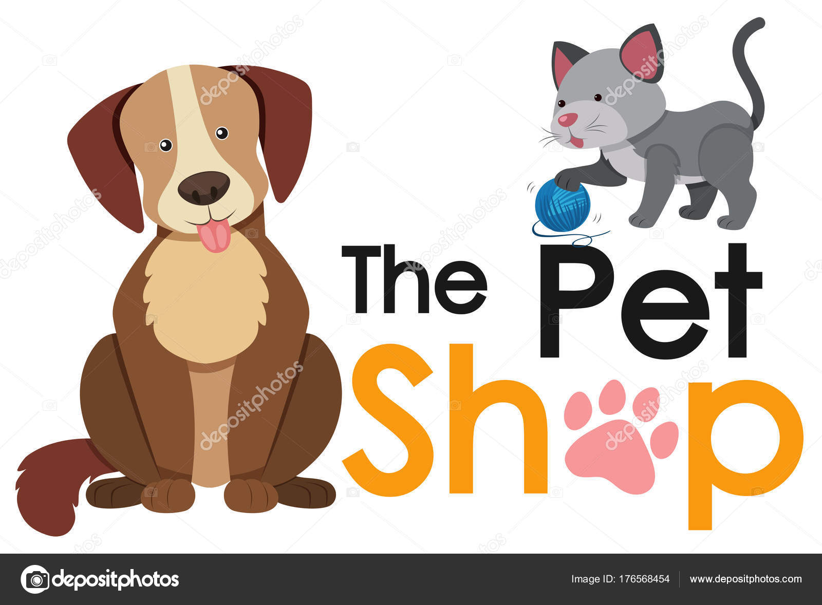 Disegno Del Manifesto Di Negozio Di Animali Con Cane E Gatto