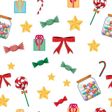 Şeker ve hediyeler ile sorunsuz arka plan şablonu
