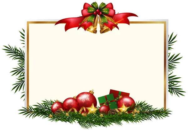 Šablona vánoční přání s červenými kuličkami — Stockový vektor