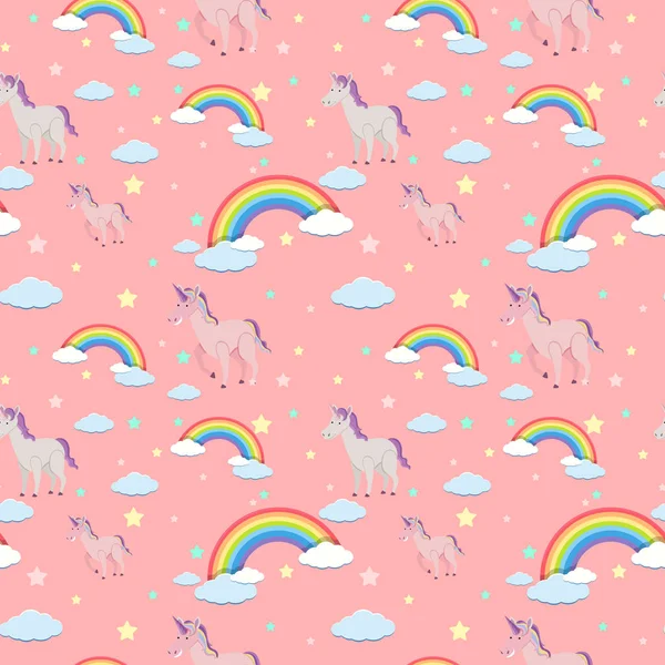 Tek boynuzlu atlar ve gökkuşağı ile sorunsuz arka plan